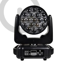 Coppia Teste Mobili LED Aura Wash ZOOM RGBW 19x15W 4in1 DMX con Flightcase WISDOM