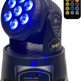 Mini Testa Mobile LED Wash 7x10W RGB-W DMX512 Con Telecomando Alimentazione VDE