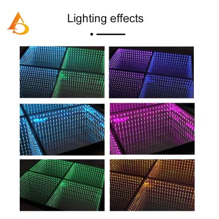 Pedana Luminosa DanceFloor RGB Double Mirror 3D 3in1 50x50cm Light Stage DMX Pavimento Luminoso WISDOM - immagine 3