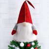Puntale per Albero di Natale a forma di Gnomo Svedese con Cappello Rosso Felpato Topper per Decorazioni Natalizie e Addobbi albero - immagine 2