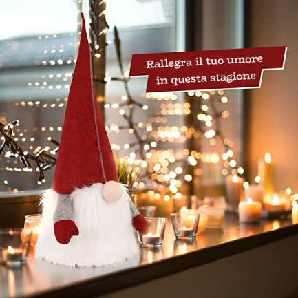 Puntale per Albero di Natale a forma di Gnomo Svedese con Cappello Rosso Felpato Topper per Decorazioni Natalizie e Addobbi albero - immagine 10