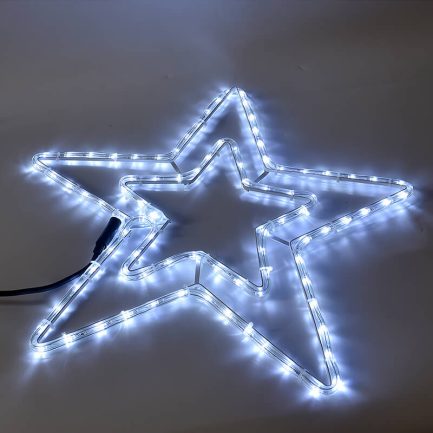 Stella Luminosa LED di Natale Grande Da Appendere 50cm per Decorazioni Natalizie Casa ed Esterno 90 LED 8 Giochi di Luce - immagine 8