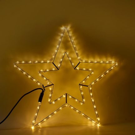 Stella Luminosa LED di Natale Grande Da Appendere 50cm per Decorazioni Natalizie Casa ed Esterno 90 LED 8 Giochi di Luce - immagine 9