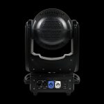 Testa Mobile Beam-Spot ALED 300W Retro in Prospettiva Frontale su Sfondo Nero