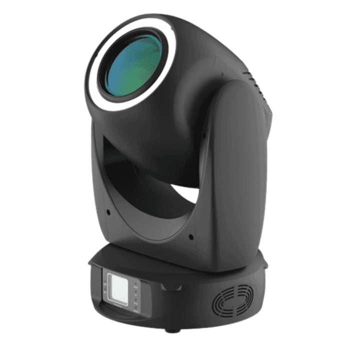 Coppia di Mini Teste Mobili Elph Spot Beam con Fascio LED 150W con flight case WISDOM LINE PRO 1