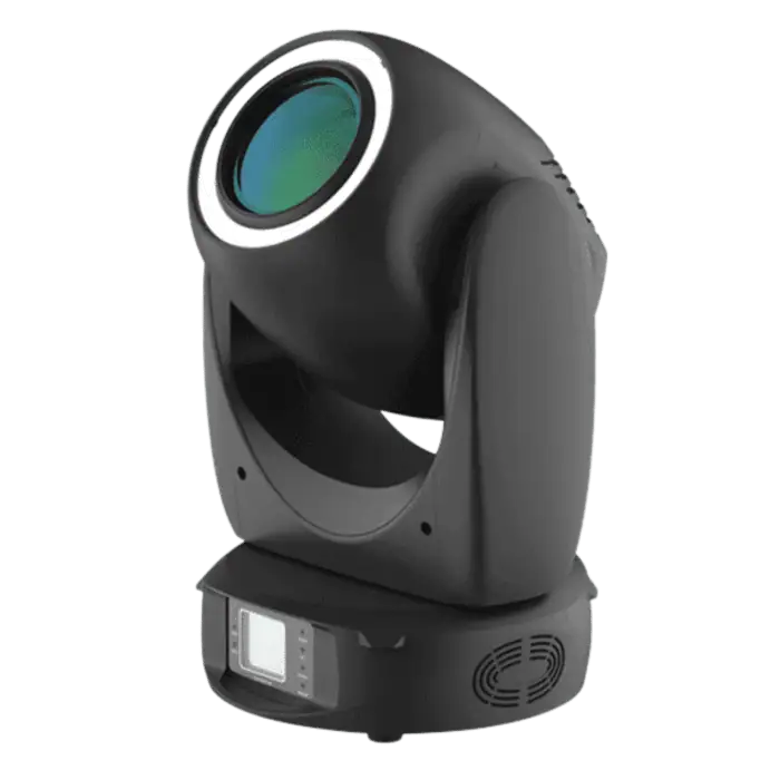 Coppia di Mini Teste Mobili Elph Spot Beam con Fascio LED 150W con flight case WISDOM LINE PRO 1