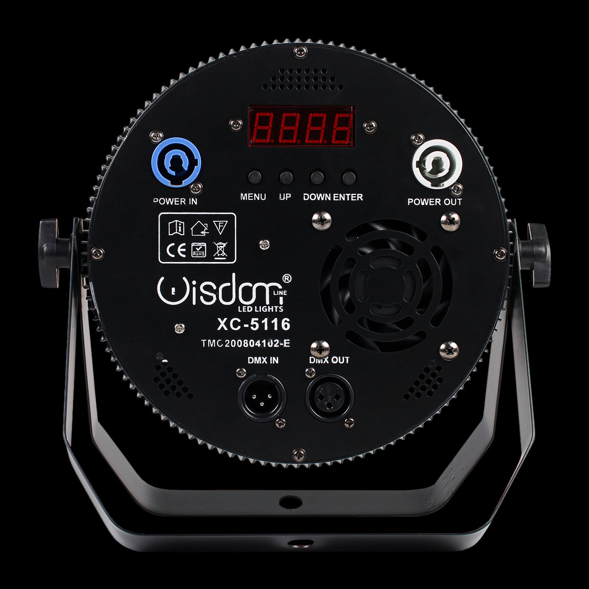 Par LED 18x10 RGBW Retro in Prospettiva Frontale su Sfondo Nero