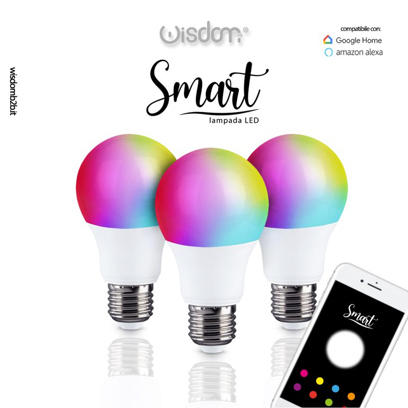 Lampadina LED SMART Home RGB-W 10W attacco E27 compatibile con Google Home ed Alexa