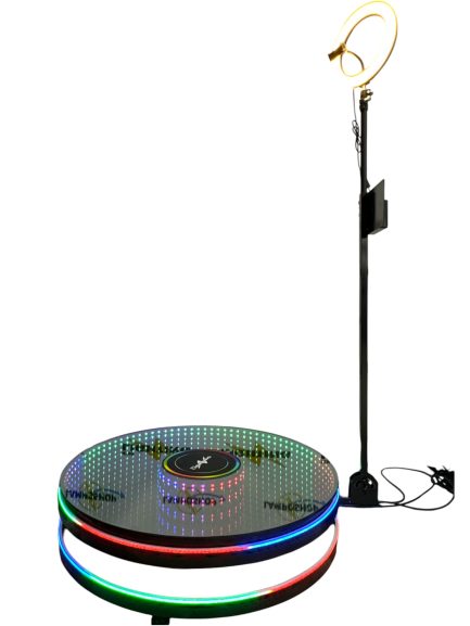 Infinity Photo BOOTH a Rotazione Continua Foto 360° con Anello di Luce SELFIE e Poggiapiedi RGB FlyCase Incluso - immagine 4