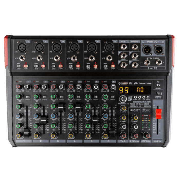 Mixer compatto JBSYSTEMS LIVE 10 a 8 canali per DJ con Bluetooth e MP3