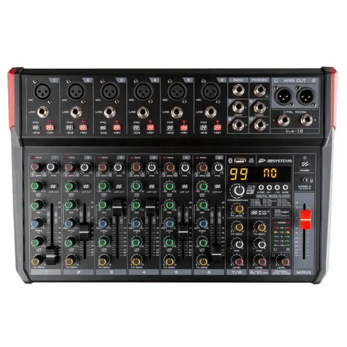 Mixer compatto JBSYSTEMS LIVE 10 a 8 canali per DJ con Bluetooth e MP3