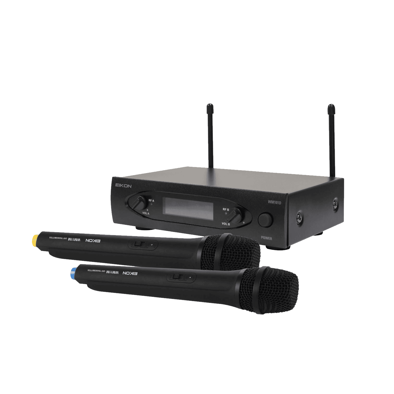 Sistema-Radiomicrofono-EIKON-WM101DMV2-con-2-Microfoni-Palmare Sistema Radiomicrofono EIKON WM101DMV2 con 2 Microfoni Palmare