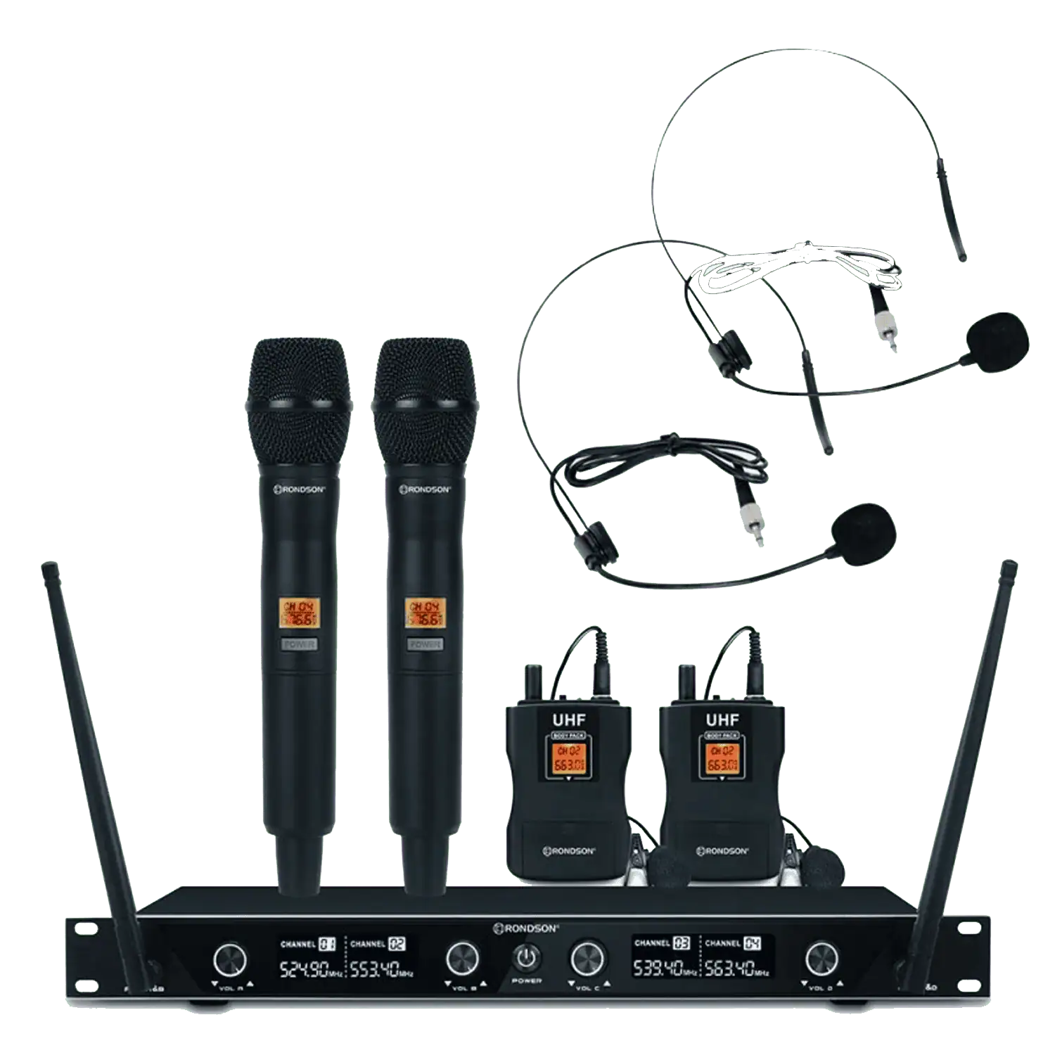 Sistema-Radiomicrofono-RONDSON-BE-1040-2MIC-con-2-Microfoni-Palmari-e-Trasmettitori Sistema Radiomicrofono RONDSON BE 1040 2MIC con 2 Microfoni Palmari e Trasmettitori