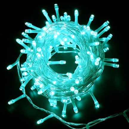 Catena Luminosa di Natale a 500 LED con 8 giochi di Luce per uso Interno/Esterno (Luce Verde Acqua)