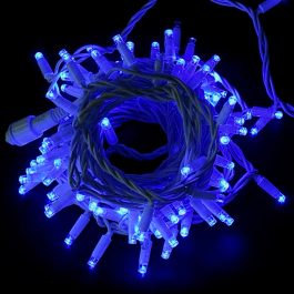 Catena Luminosa di Natale a 100 LED con Luci fisse e intermittenti per Interno / Esterno Luce Bianca e Blu
