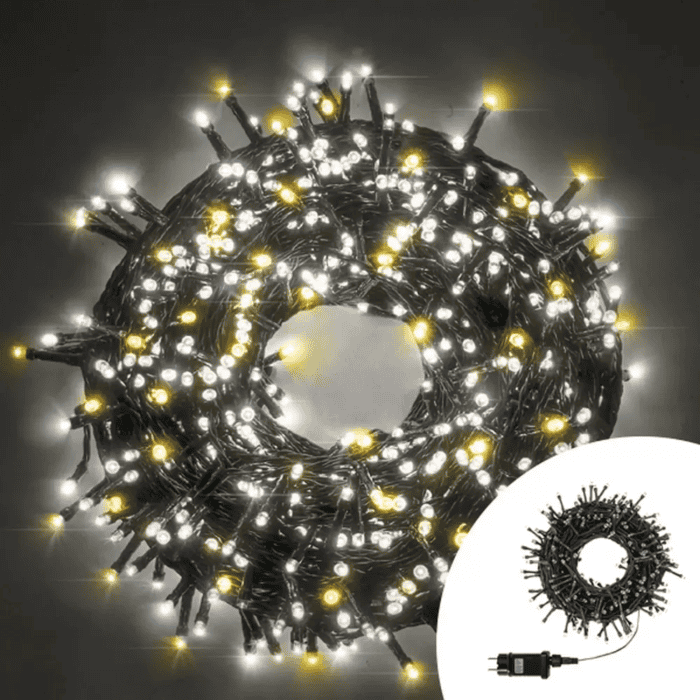 Catena Luminosa Di Natale A 500 LED 8 Giochi Di Luce Per Decorazioni Interno E Esterno Luce Calda E Fredda 1