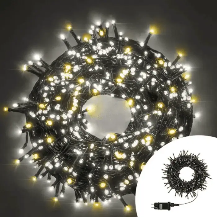 Catena Luminosa Di Natale A 500 LED 8 Giochi Di Luce Per Decorazioni Interno E Esterno Luce Calda E Fredda 1