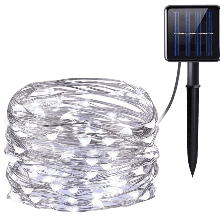 Catena Luminosa Solare Di Natale A 100 MiniLED Con 8 Giochi Di Luce Per Uso InternoEsterno Luce Bianca 1