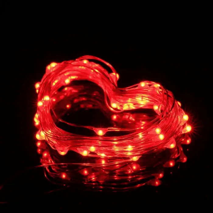 Catena Luminosa Solare Di Natale A 100 MiniLED Con 8 Giochi Di Luce Per Uso InternoEsterno Luce Rossa 2