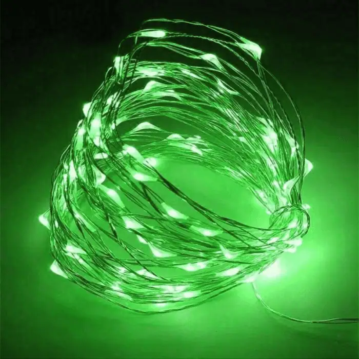 Catena Luminosa Solare Di Natale A 100 MiniLED Con 8 Giochi Di Luce Per Uso InternoEsterno Luce Verde 2