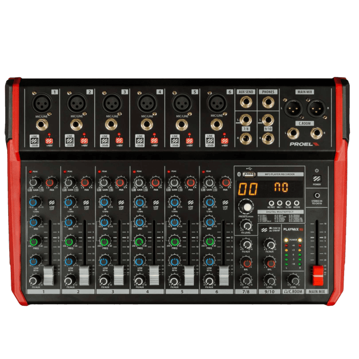 Mixer compatto PROEL PLAYMIX10 a 10 canali con lettore MP3 e Bluetooth