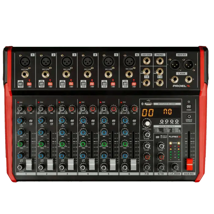 Mixer compatto PROEL PLAYMIX10 a 10 canali con lettore MP3 e Bluetooth