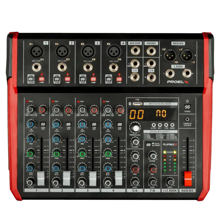 Mixer compatto PROEL PLAYMIX8 a 8 canali con lettore MP3 e Bluetooth