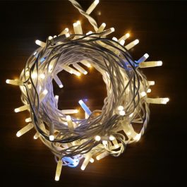 Catena Luminosa CIELO STELLATO di Natale a 100 LED con Luci fisse e intermittenti per uso Interno/Esterno (Luce Bianca e Calda)