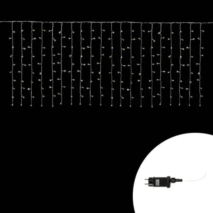 Tenda Luminosa Allungabile A 180 MiniLED Con Luci Fisse E Intermittenti Per Uso InternoEsterno Luce Bianca E Oro 2