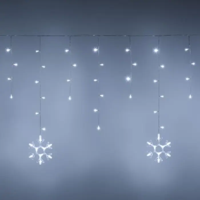 Tenda Luminosa Allungabile Con Fiocchi Di Neve Di Natale A 160 LED Con 8 Giochi Di Luce Per Uso InternoEsterno Luce Bianca 1