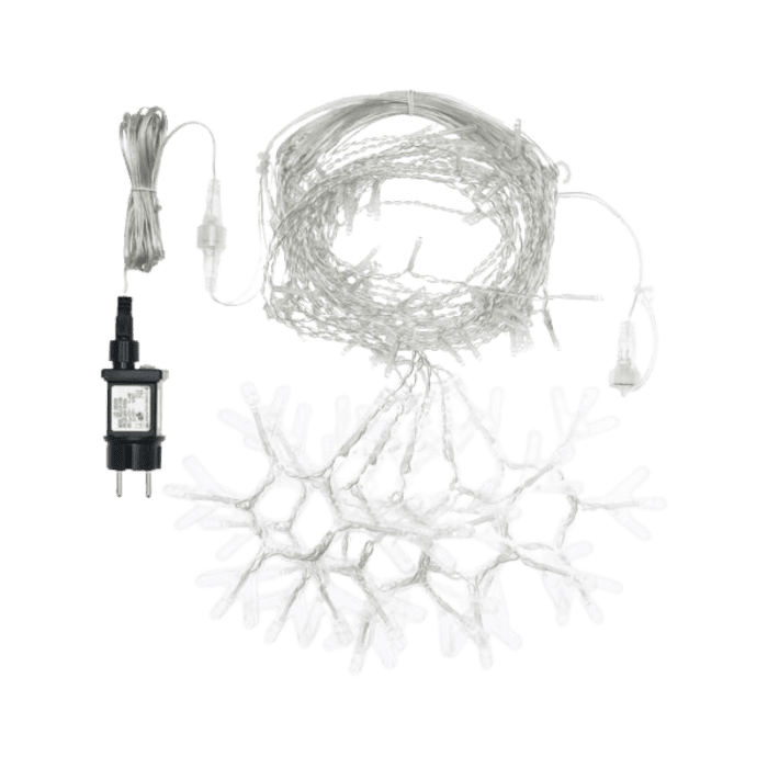 Tenda Luminosa Allungabile Con Fiocchi Di Neve Di Natale A 160 LED Con 8 Giochi Di Luce Per Uso InternoEsterno Luce Bianca 2