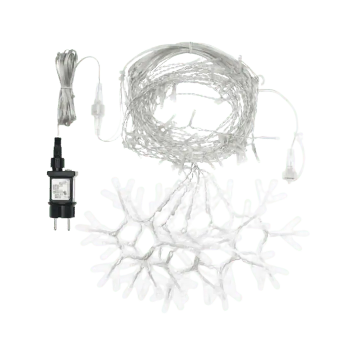Tenda Luminosa Allungabile Con Fiocchi Di Neve Di Natale A 160 LED Con 8 Giochi Di Luce Per Uso InternoEsterno Luce Bianca 2