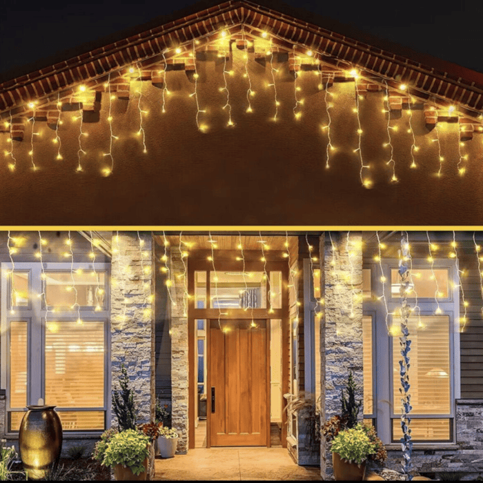 Tenda Luminosa Solare Di Natale A 280 LED Con 8 Giochi Di Luce Per Uso InternoEsterno Luce Calda 2