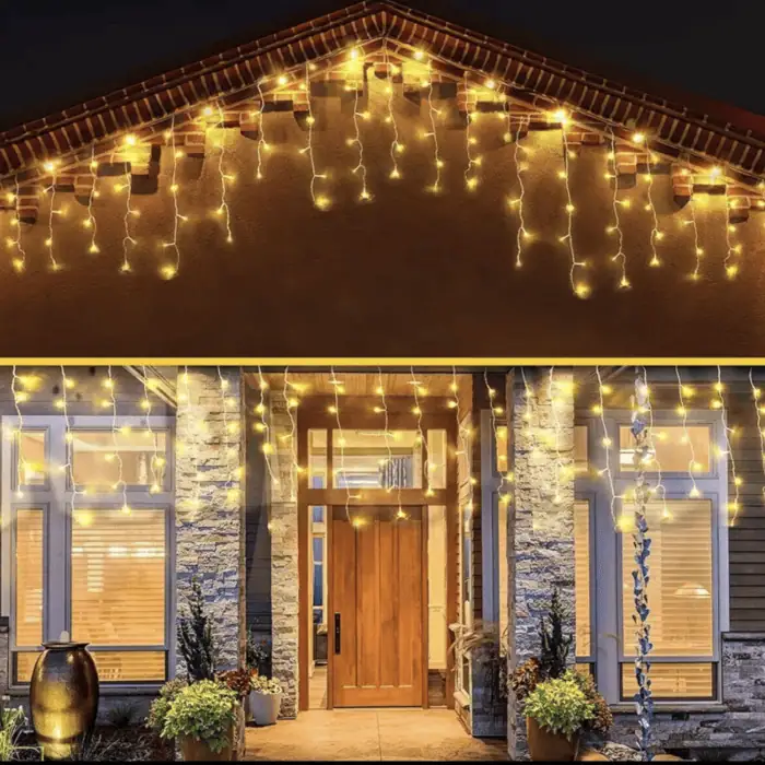 Tenda Luminosa Solare Di Natale A 280 LED Con 8 Giochi Di Luce Per Uso InternoEsterno Luce Calda 2