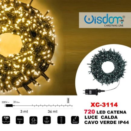 Catena Luminosa di Natale a 720 LED con 8 giochi di Luce per uso Interno/Esterno (Luce Calda) - immagine 3