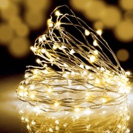 Catena Luminosa di 20 MicroLed alimentati a batteria per uso Interno (Luce Calda)