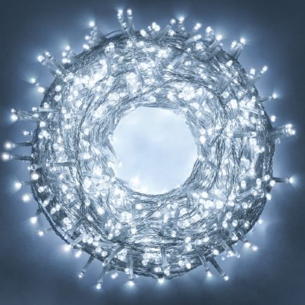Catena Luminosa di Natale a 500 LED con 8 giochi di Luce per uso Interno/Esterno (Luce Bianca)