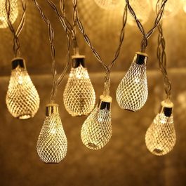 Catena Luminosa di Natale a Forma di Goccia a 15 LED con Luce fissa e intermittente per uso Interno (Luce Calda)