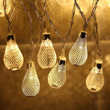 Catena Luminosa di Natale a Forma di Goccia a 15 LED con Luce fissa e intermittente per uso Interno (Luce Calda)