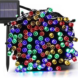 Catena Luminosa Solare di Natale a 200 LED con 8 giochi di Luce per uso Interno/Esterno (Luce Multicolore)