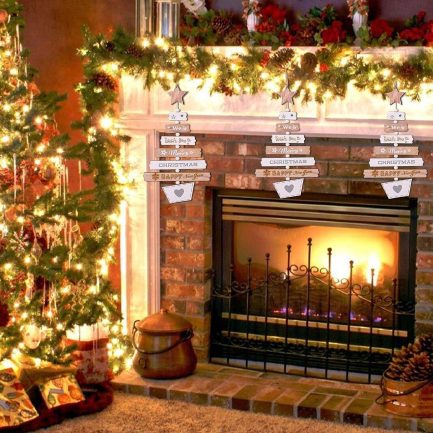 Addobbo Pendente Natalizio a forma di albero da appendere con Ornamenti in Legno - immagine 3
