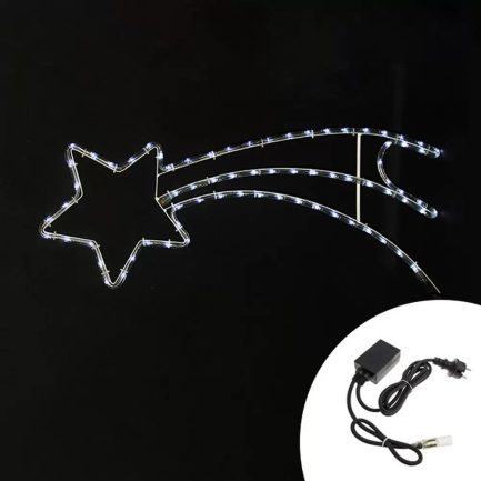 Stella Cometa Luminosa di Natale 90 LED 8 giochi di Luce per Luci e Addobi Natalizi da Interno ed Esterno Luce Bianca Fredda - immagine 2