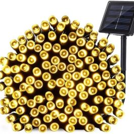 Catena Luminosa Solare di Natale a 200 LED con 8 giochi di Luce per uso Interno/Esterno (Luce Calda)