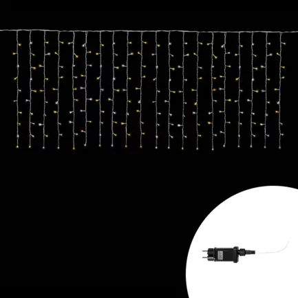 Tenda Luminosa allungabile a 200 MiniLED con Luci fisse e intermittenti per uso Interno/Esterno Luce Bianca e Calda - immagine 2
