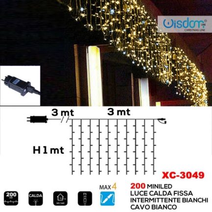 Tenda Luminosa allungabile a 200 MiniLED con Luci fisse e intermittenti per uso Interno/Esterno Luce Bianca e Calda - immagine 3