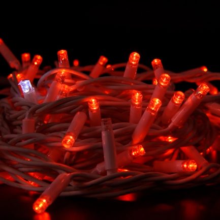 Catena Luminosa di Natale a 100 LED con Luci fisse e intermittenti per Interno e Esterno Luce Bianca e Rossa - immagine 2