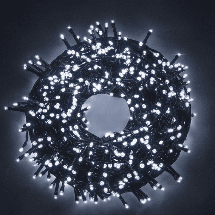 Catena Luminosa Di Natale A 500 LED Con 8 Giochi Di Luce Per Uso InternoEsterno Luce Bianca 1