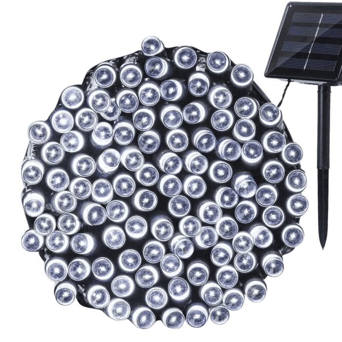 Catena Luminosa Solare Di Natale A 200 LED Con 8 Giochi Di Luce Per Uso InternoEsterno Luce Bianca 1