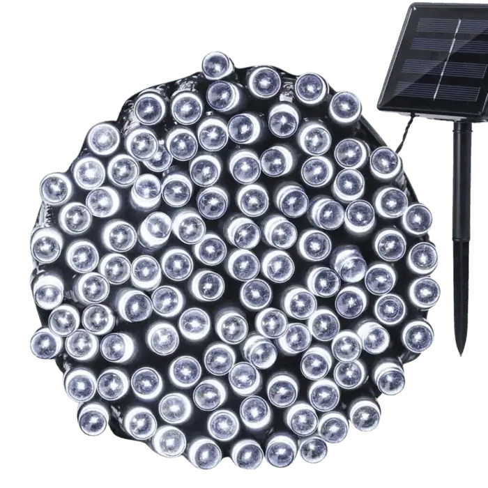 Catena Luminosa Solare Di Natale A 200 LED Con 8 Giochi Di Luce Per Uso InternoEsterno Luce Bianca 1