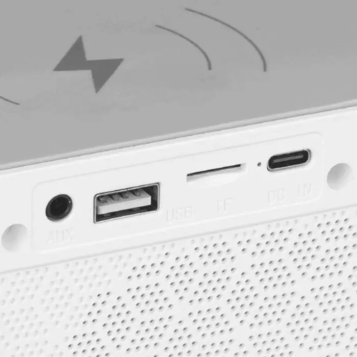 Lampada Da Tavolo LED RGB Con Ricarica Smartphone Wireless Speaker Bluetooth System 4